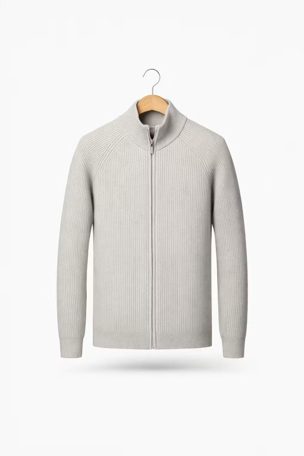 Ribbed Knit Zip-Up Cardigan
