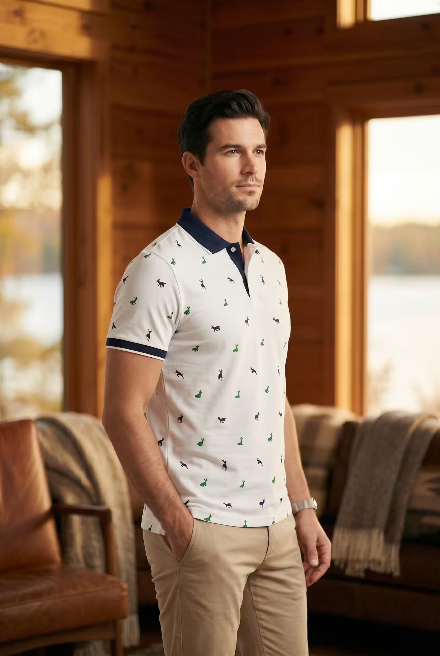 Deer Point Printed Polo