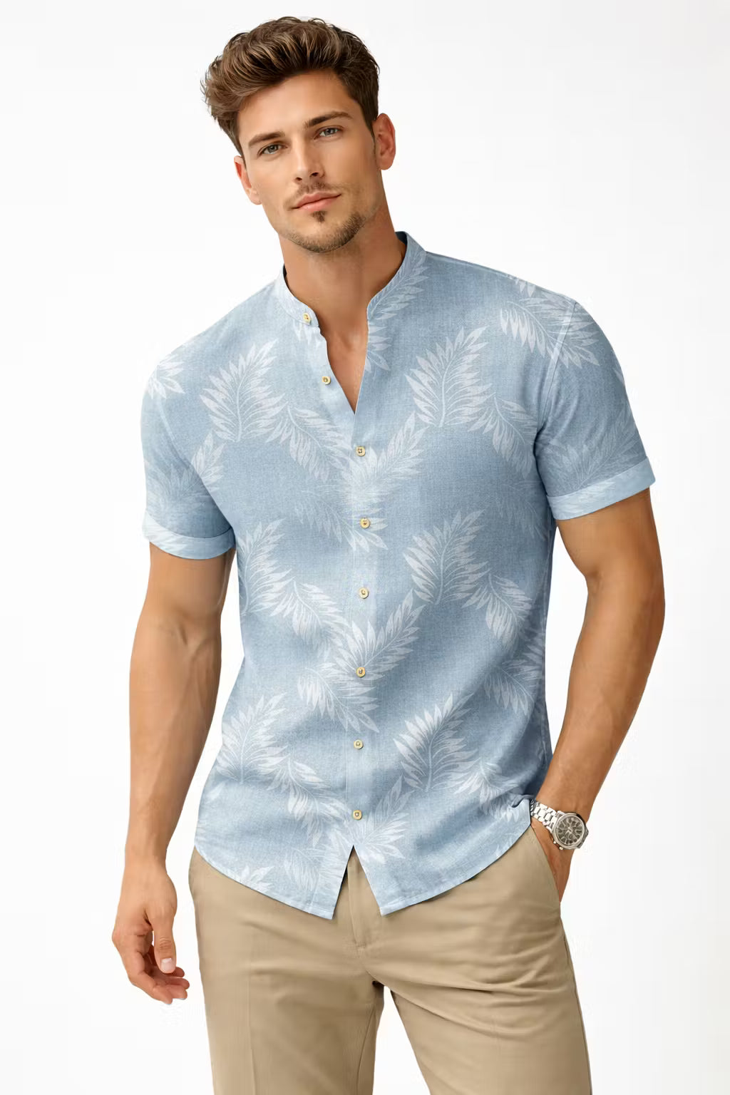 Abstract Leaf Textured Resort Shirt