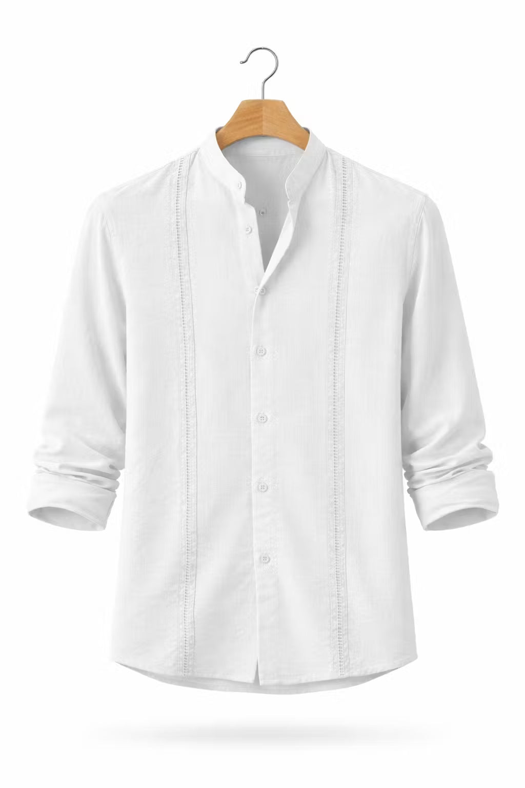 Textured Mandarin Collar Button Shirt