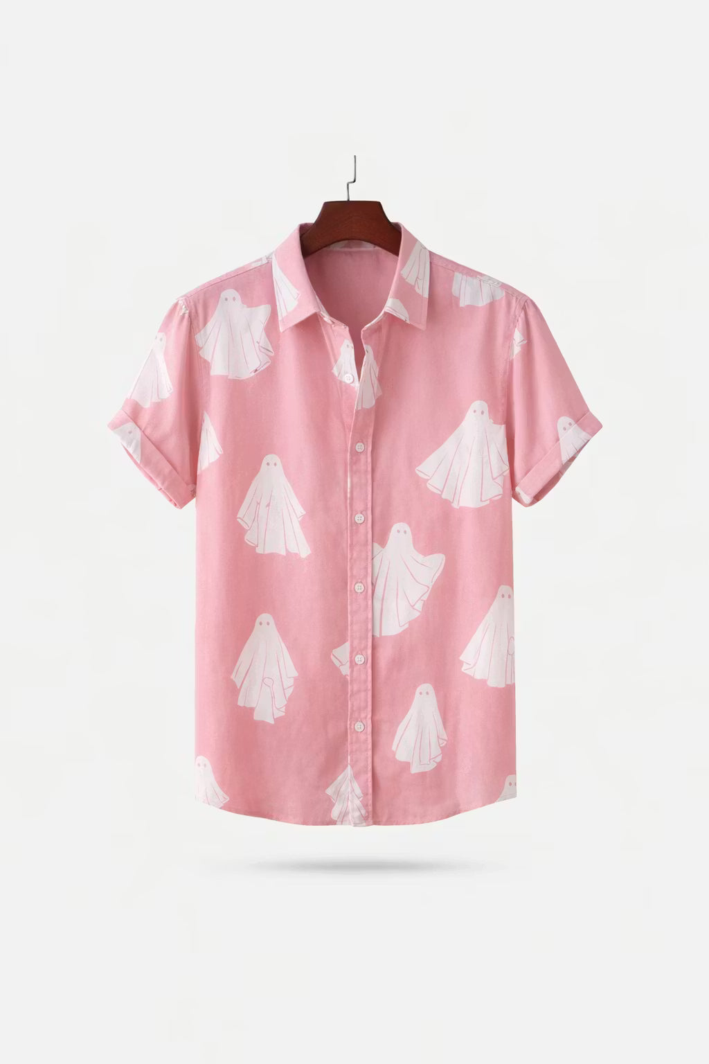 Ghost Print Short Sleeve Button Shirt