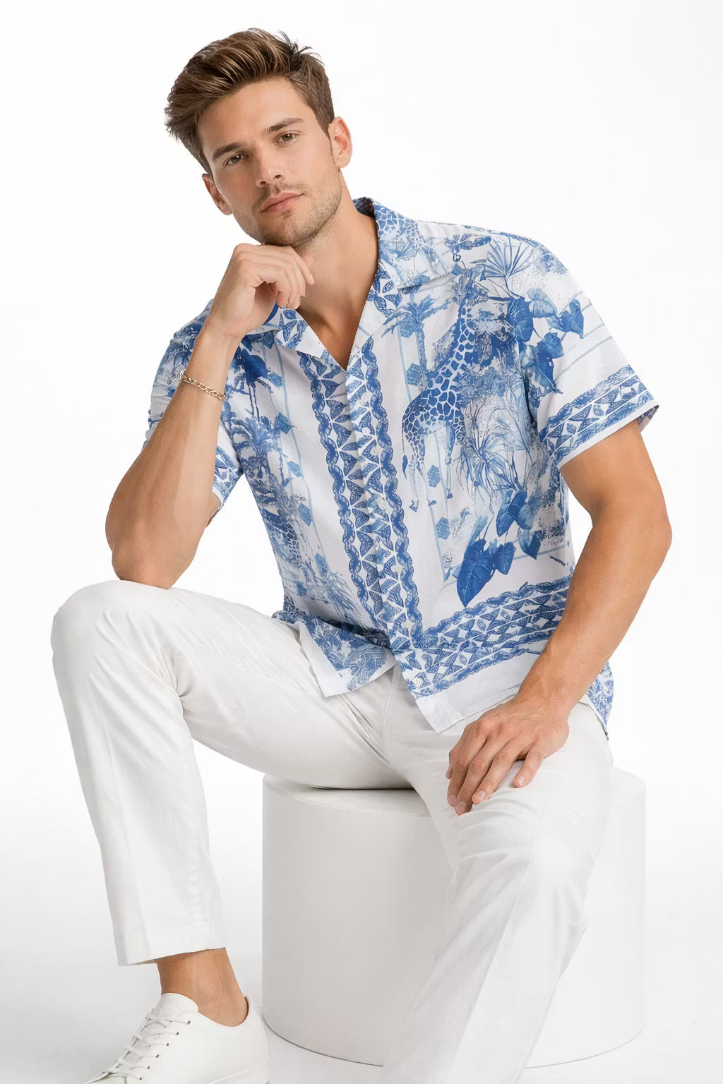 Safari Scenic Print Camp Collar Shirt