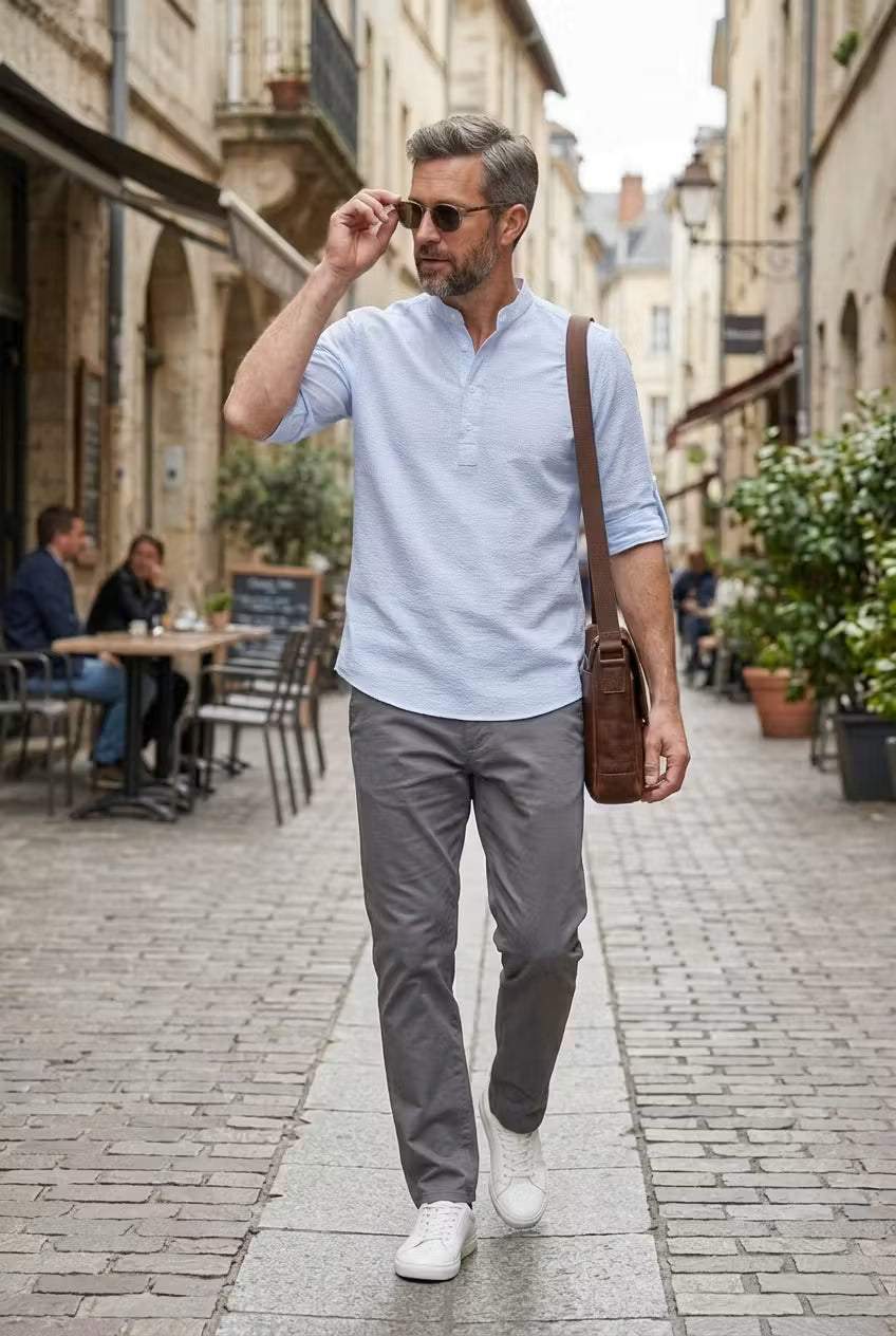 Marlow Textured Stand Collar Shirt