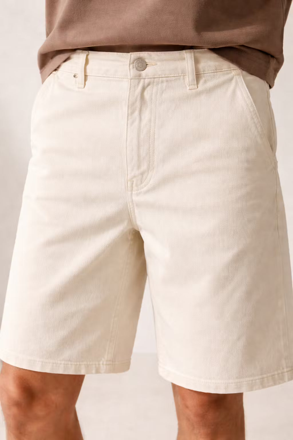 White Wide Leg Denim Jorts