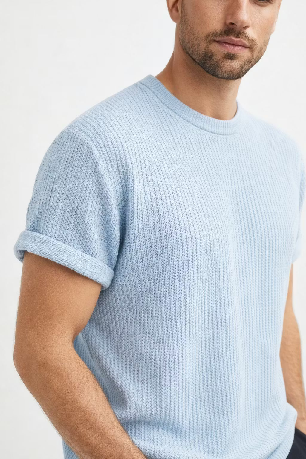 Textured Knit Crewneck Tee