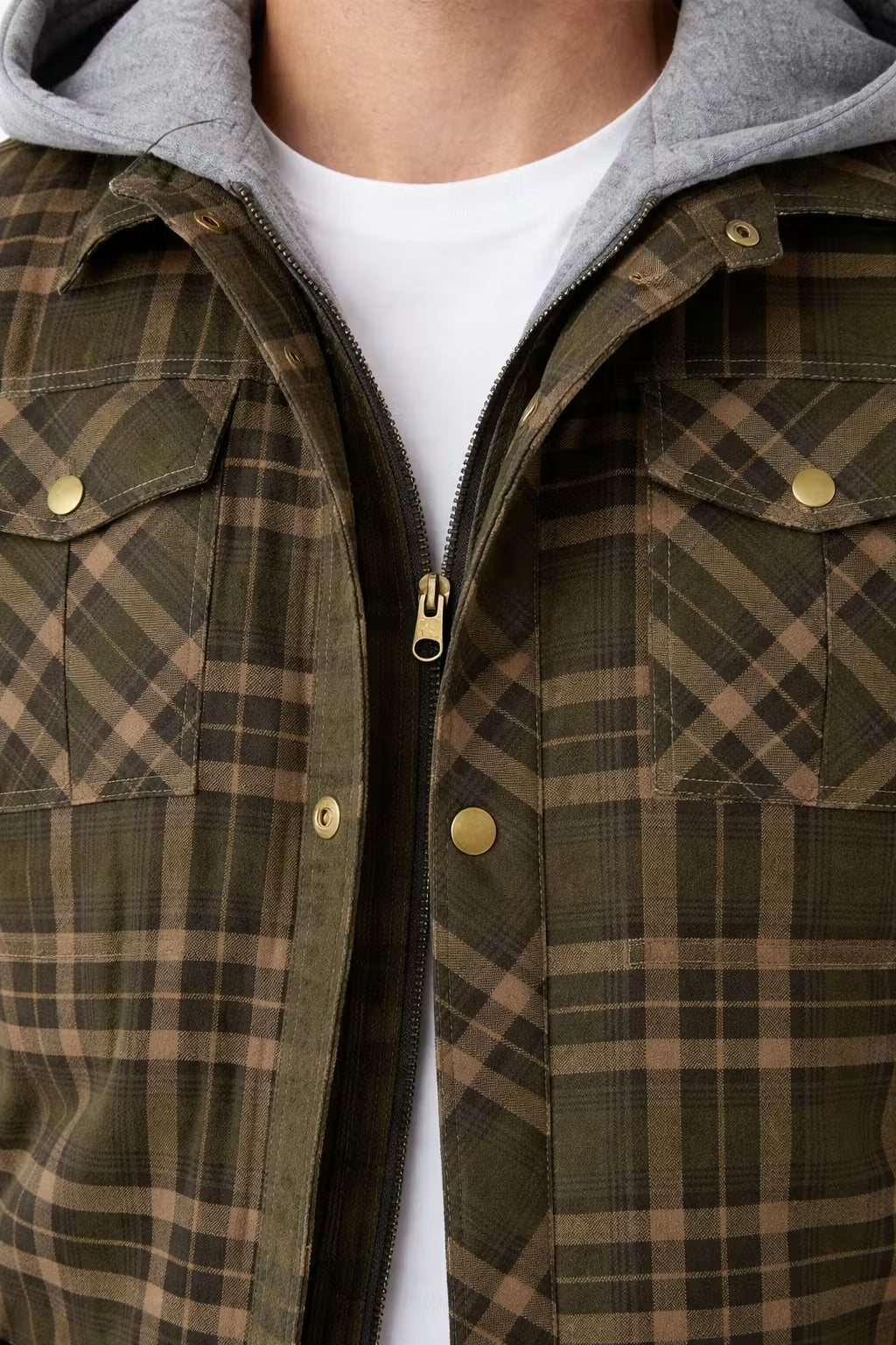 Hooded Plaid Field Jacket