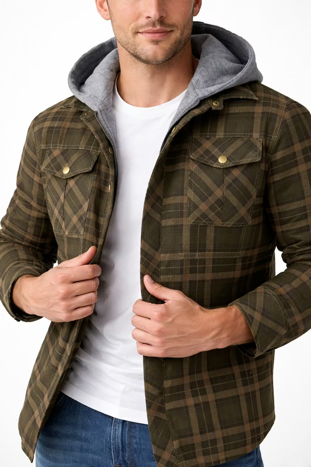 Hooded Plaid Field Jacket