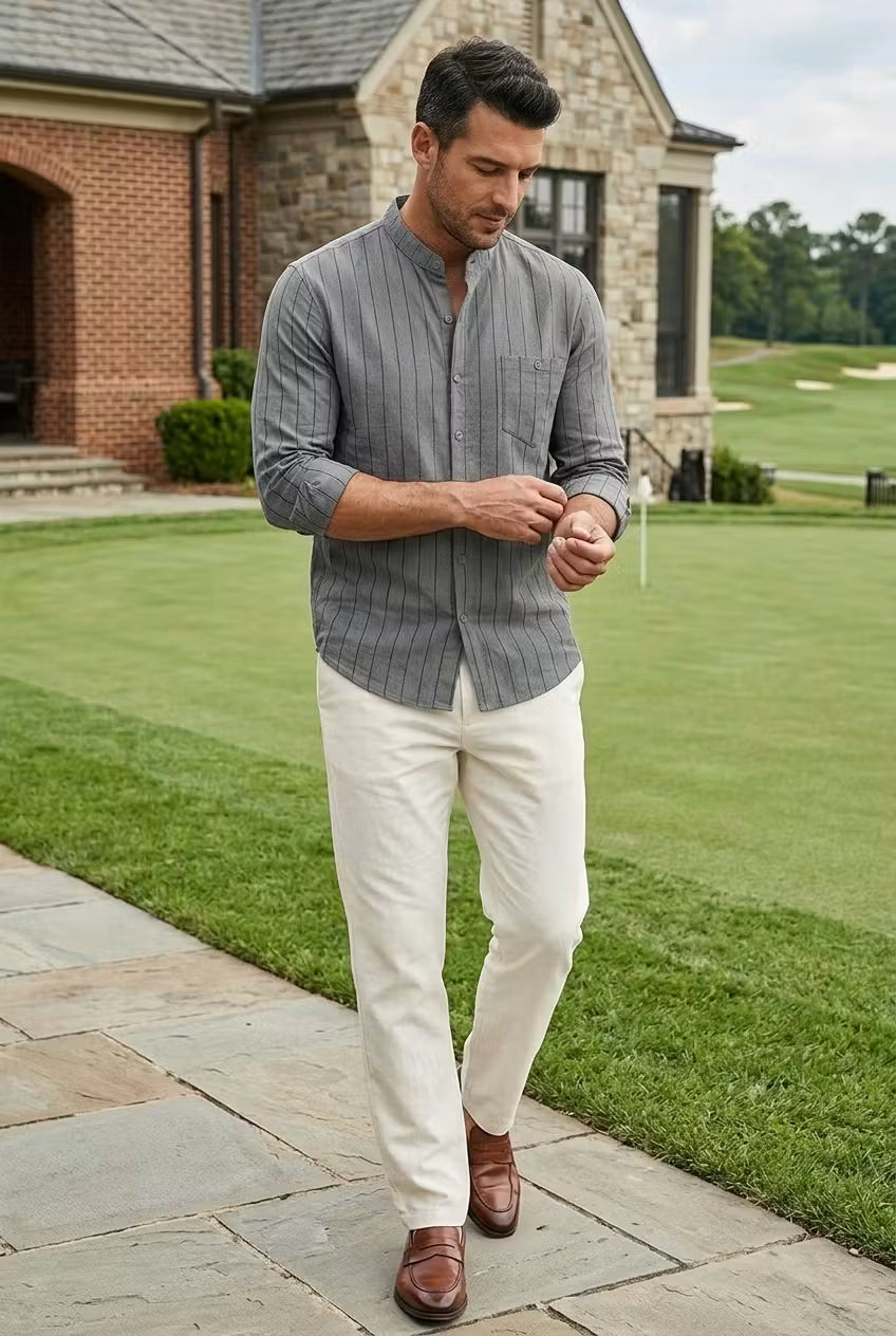Stripe Grandad Shirt