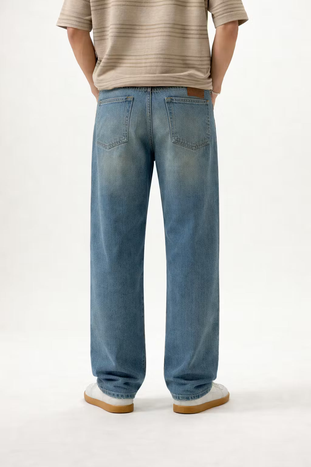 Washed Wide-Leg Fade Denim Pant