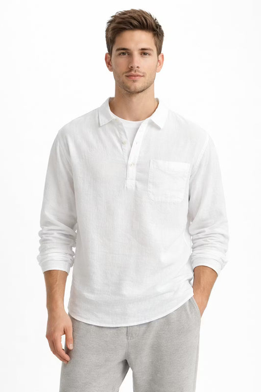 Men’s Cotton Home Long Sleeve Pullover Shirt