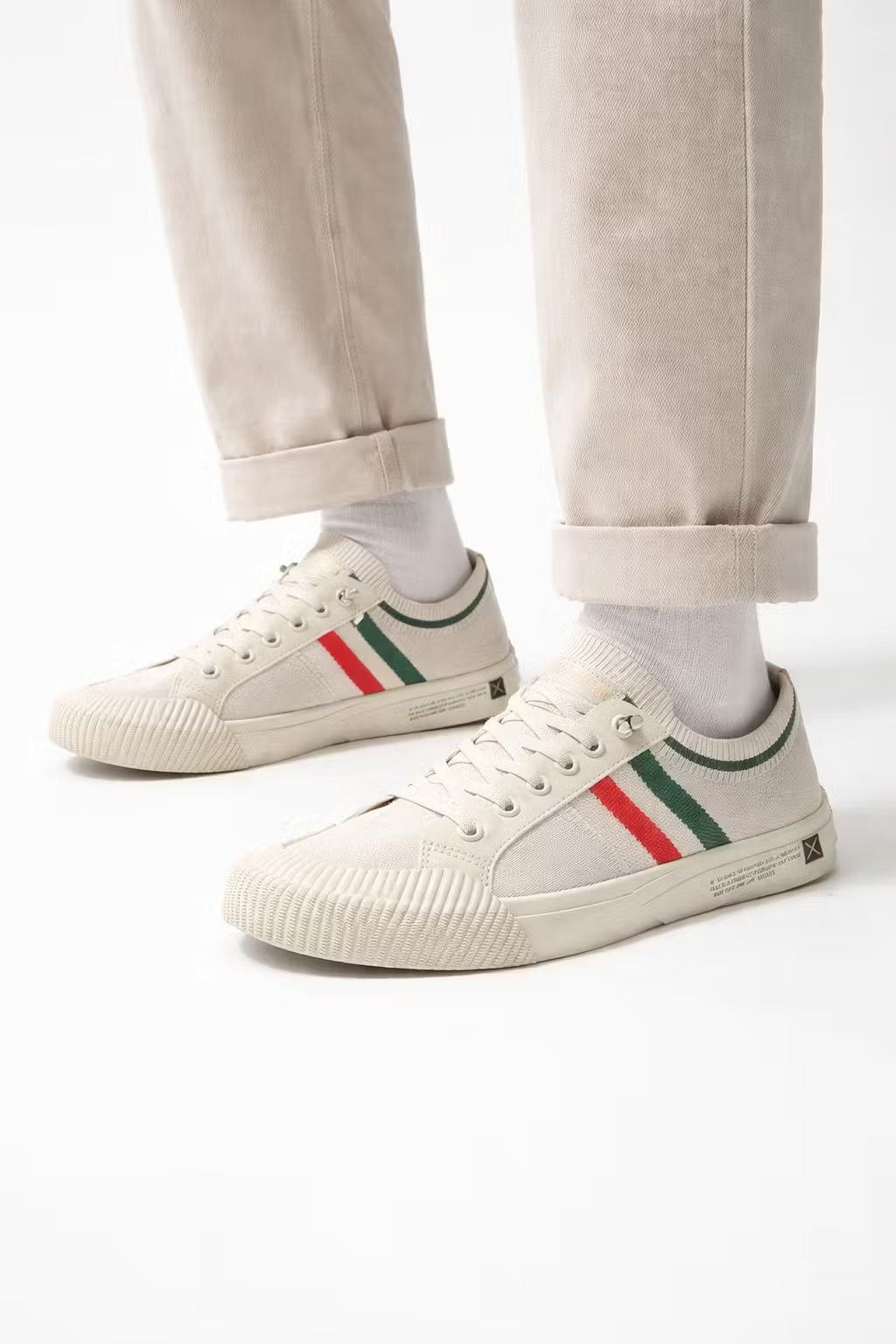 Italian Stripe Knit Lace-Up Trainers