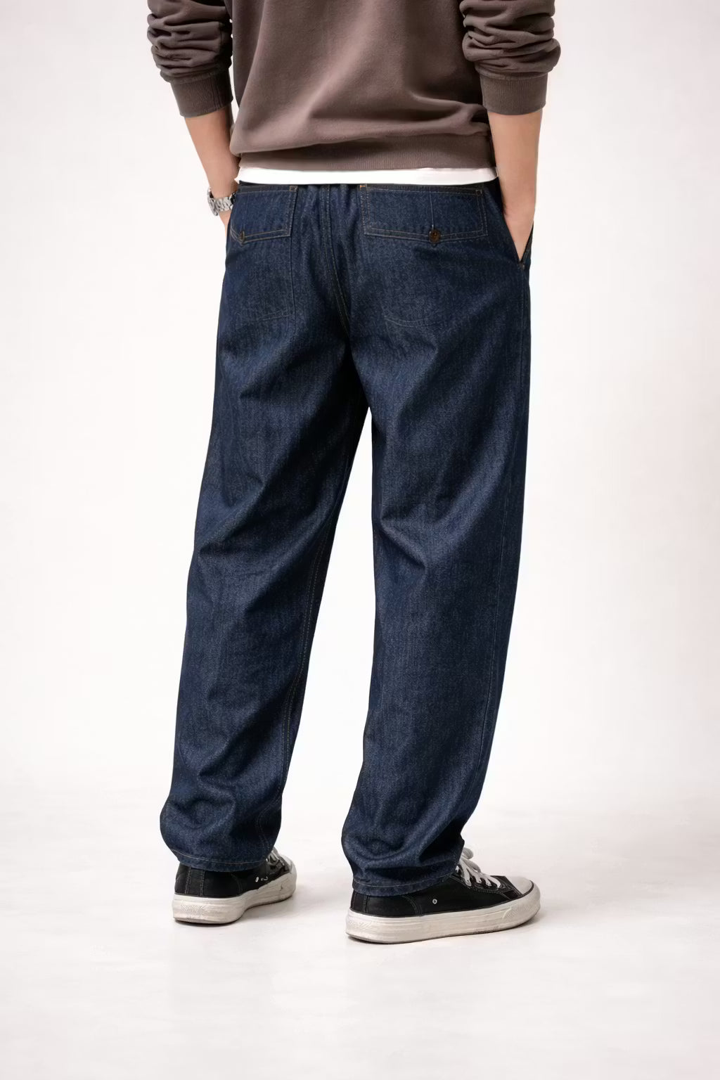Indigo Pleated Relaxed Denim Pant