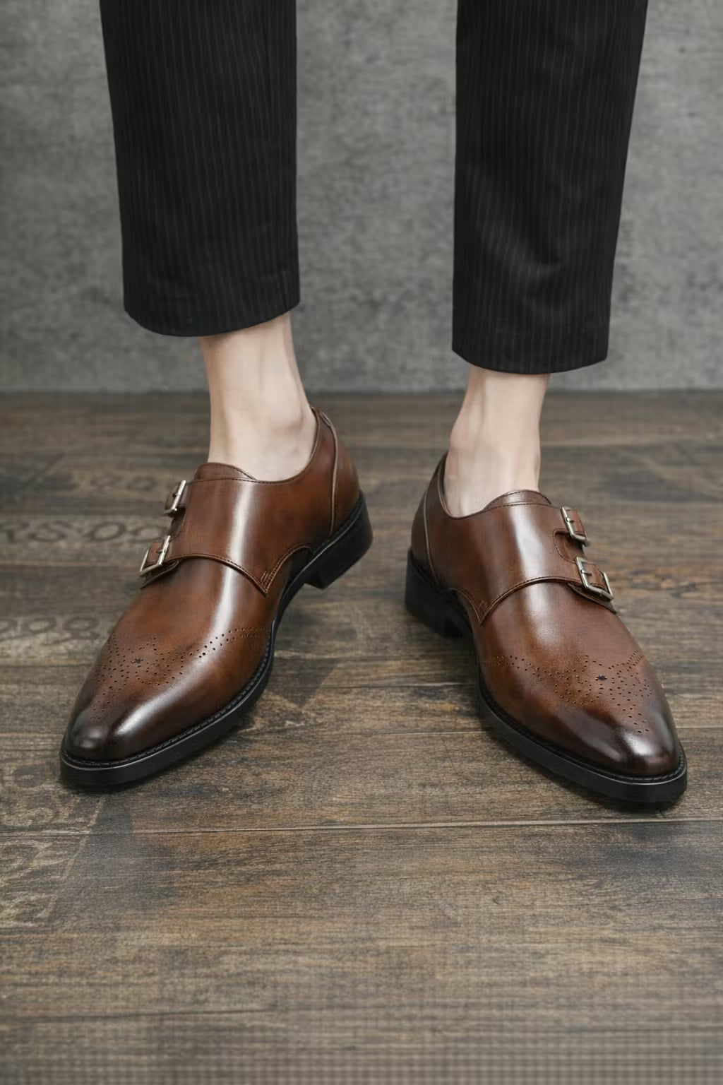 Monk Strap Perforated Dress Shoes