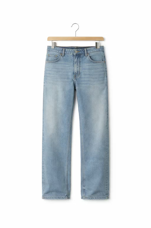 Lichtgewassen denimbroek met wijde pijpen