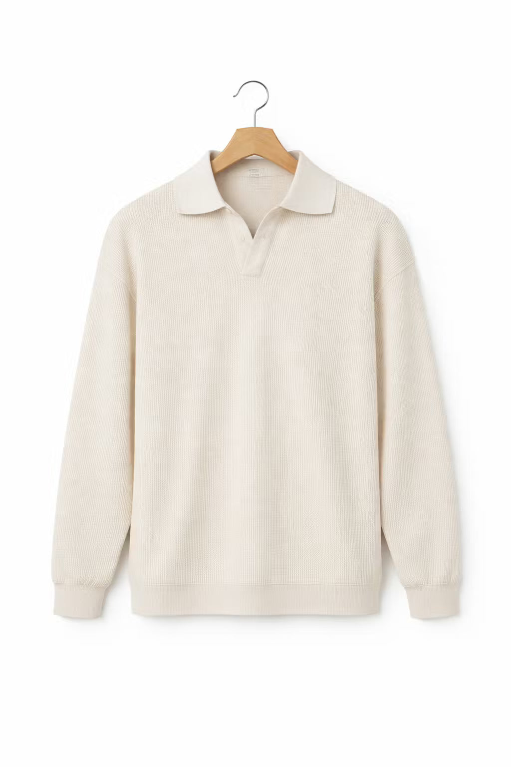 Textured Waffle Knit Johnny Collar Polo Sweater