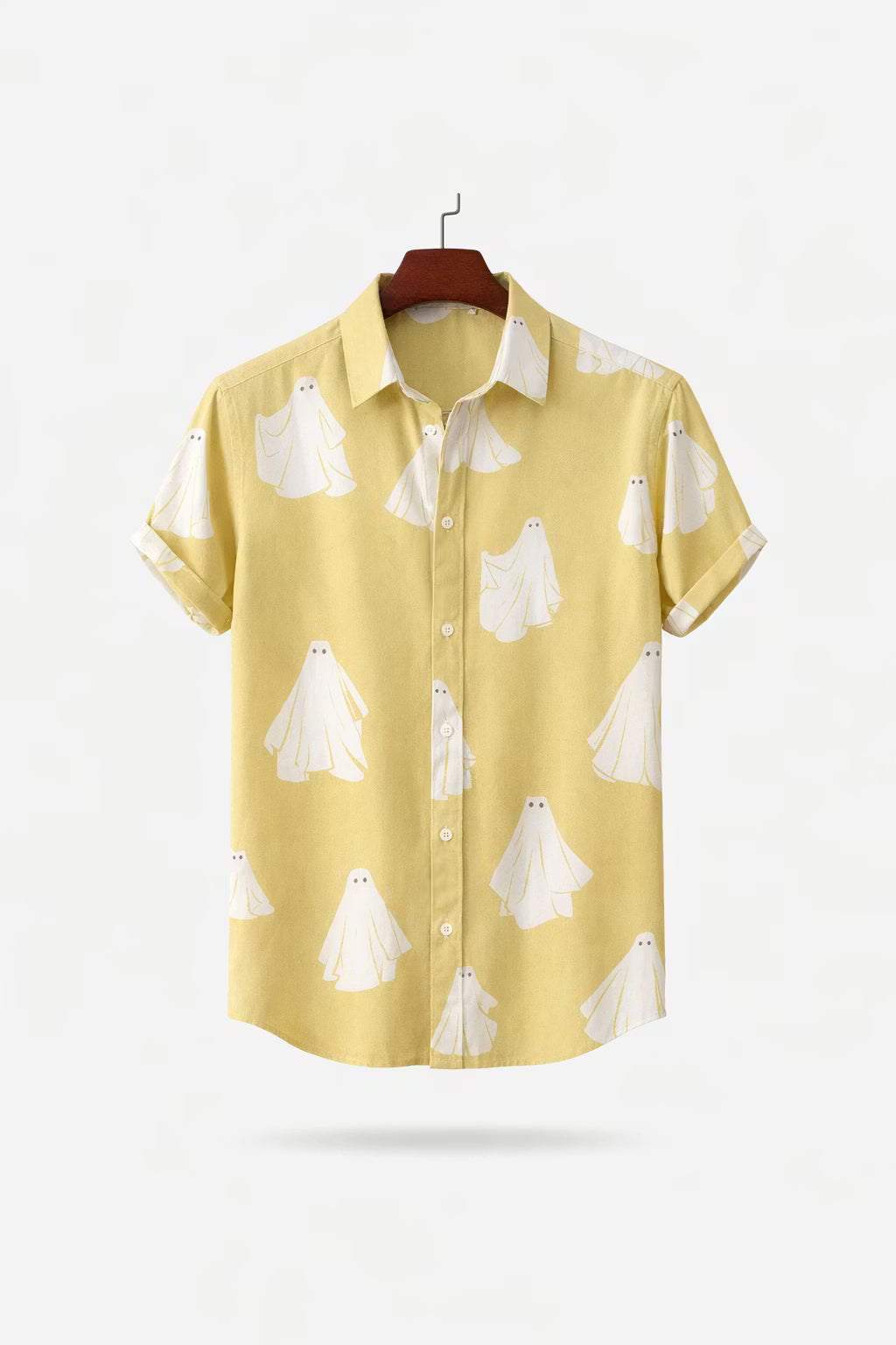 Ghost Print Short Sleeve Button Shirt