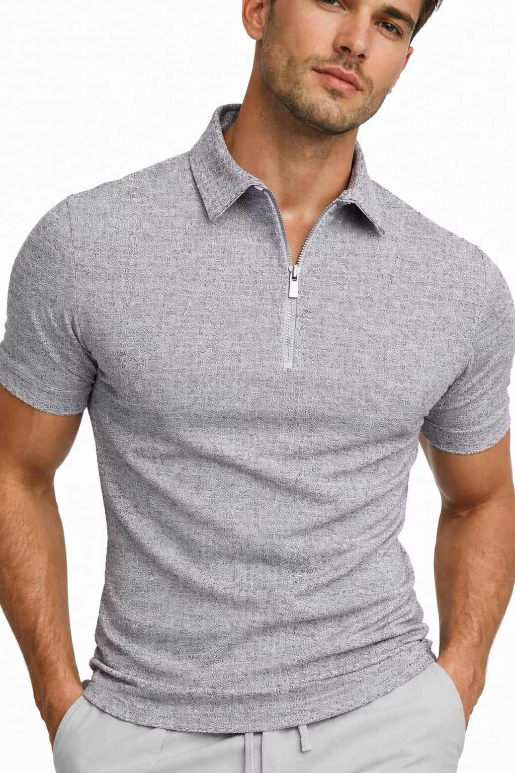 Easton Textured Zip Polo