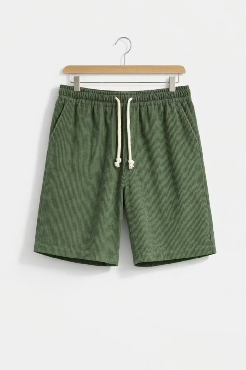 Ribbed Corduroy Drawstring Shorts
