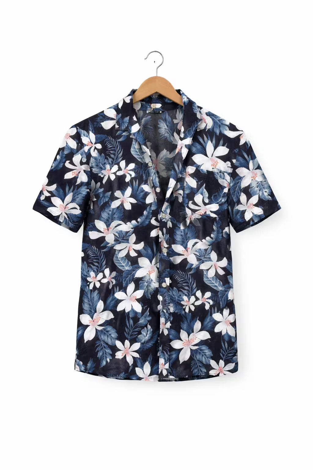 Mediterranean Palm Print Camp Collar Shirt