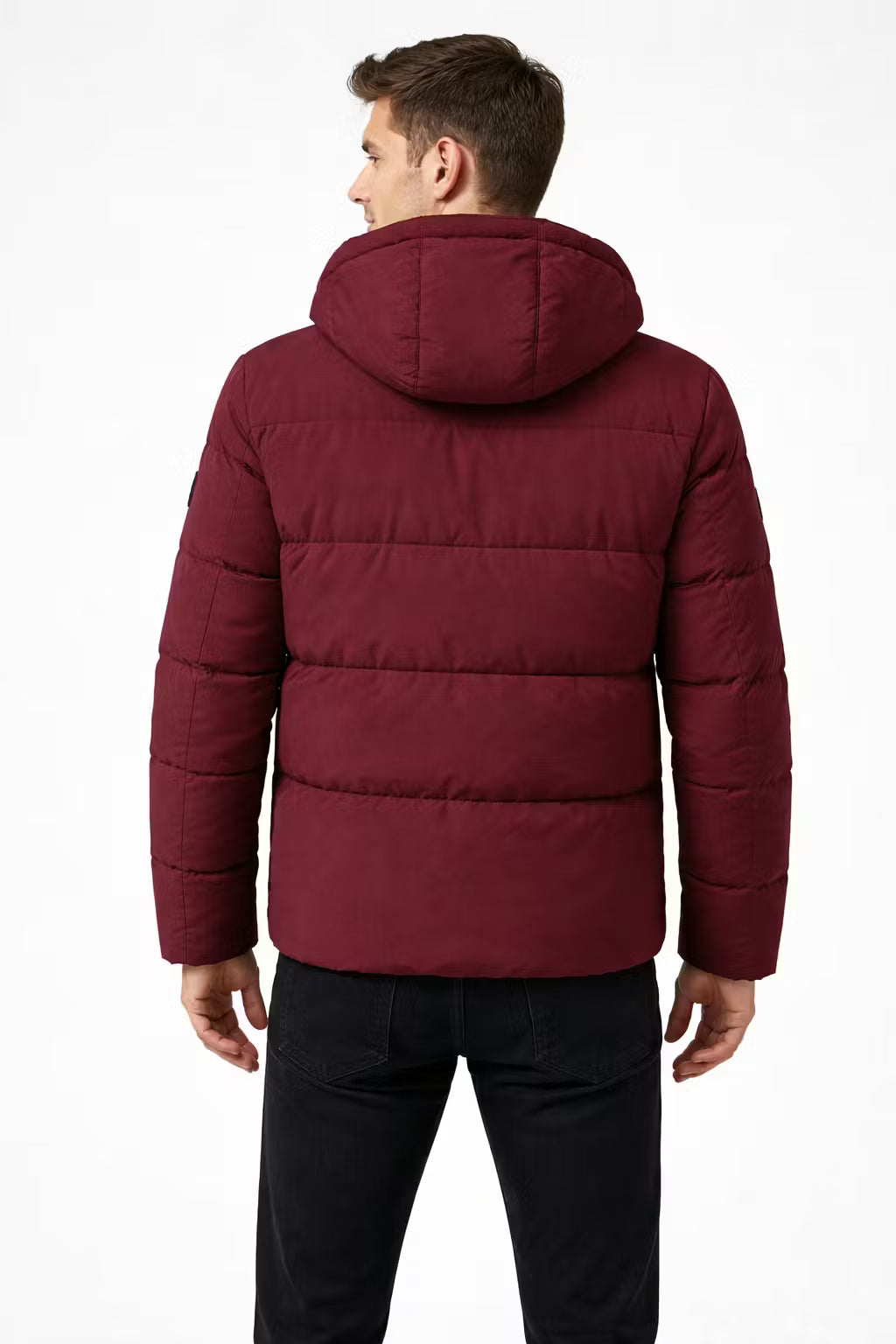 Men’s Hooded Quilted Jacket With Padded Panels
