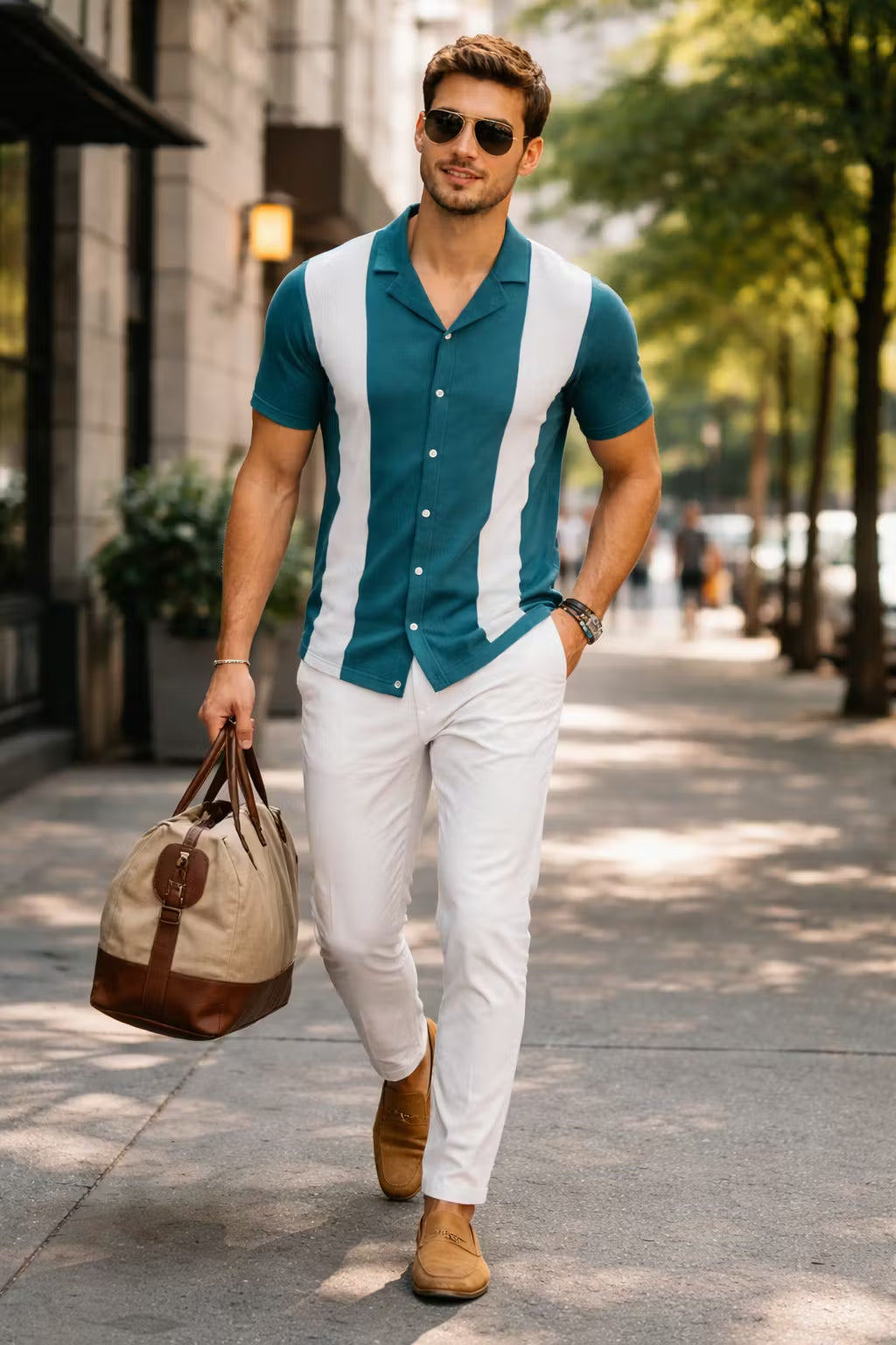Contrast Panel Knit Button Shirt