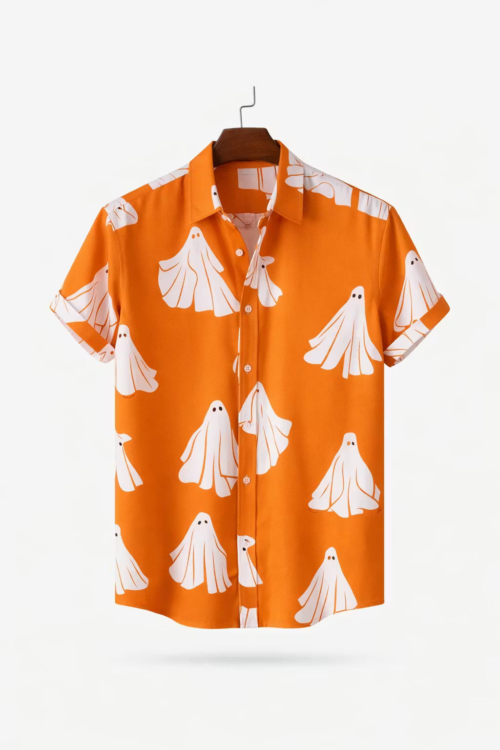 Ghost Print Short Sleeve Button Shirt