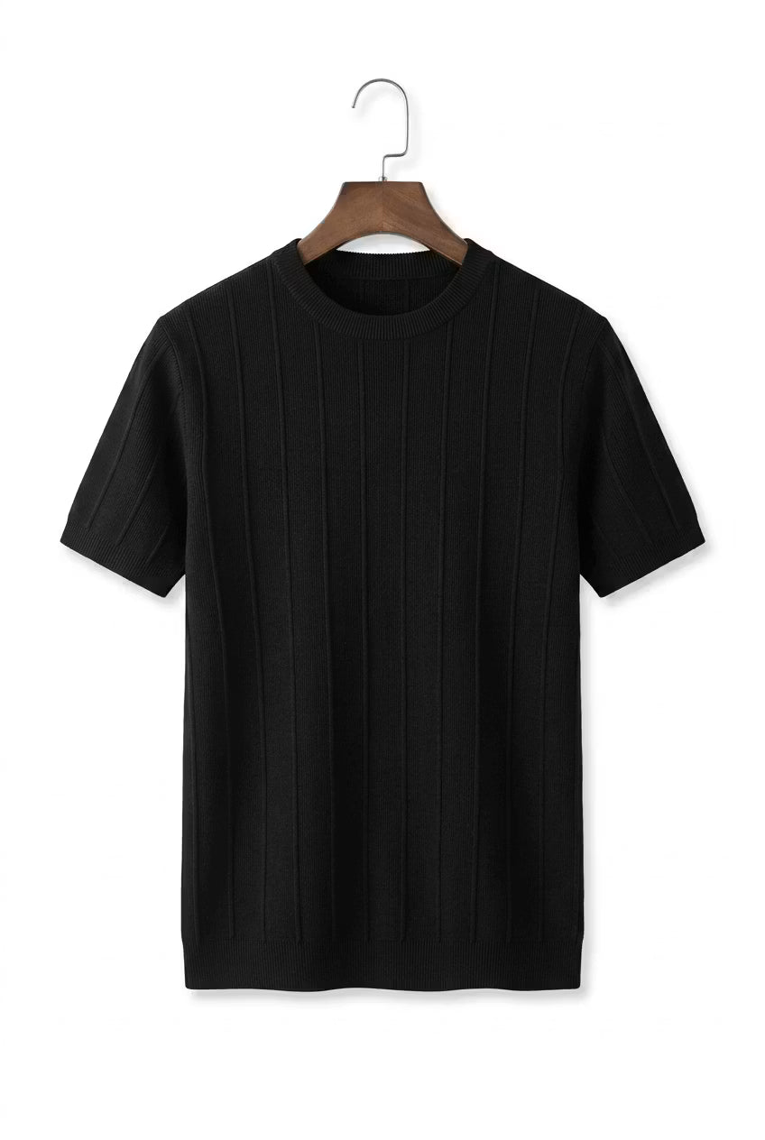 Men’s Vertical Rib Knit Short Sleeve Shirt