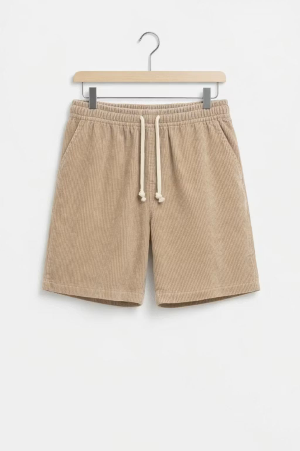 Ribbed Corduroy Drawstring Shorts