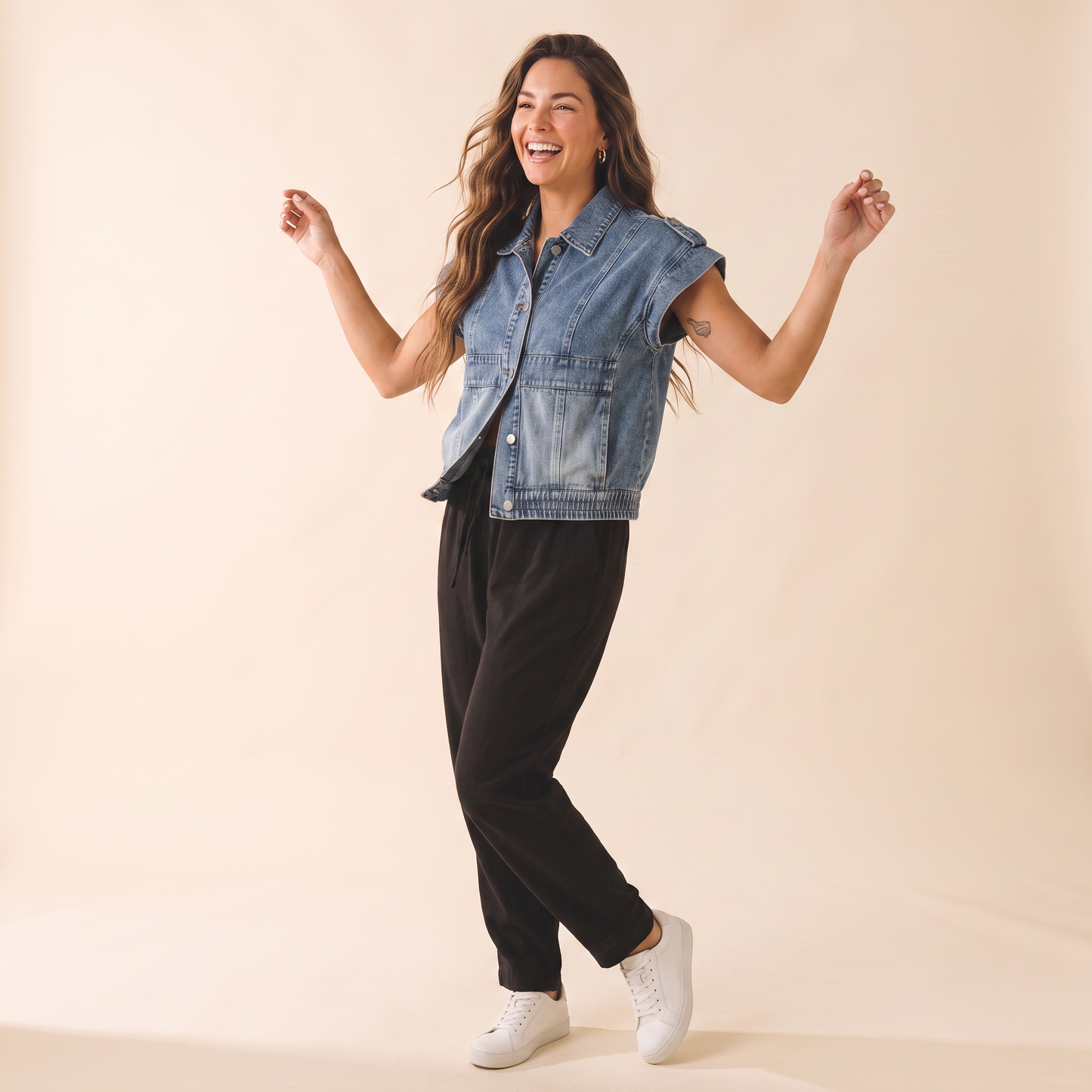 Harbour denim gilet van katoenmix