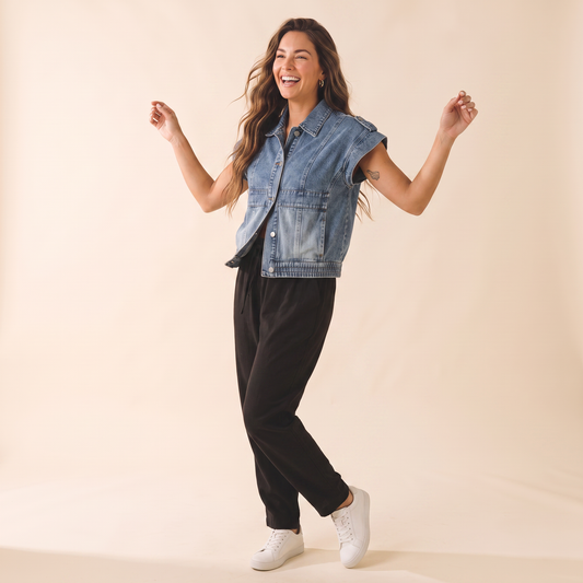 Harbour denim gilet van katoenmix
