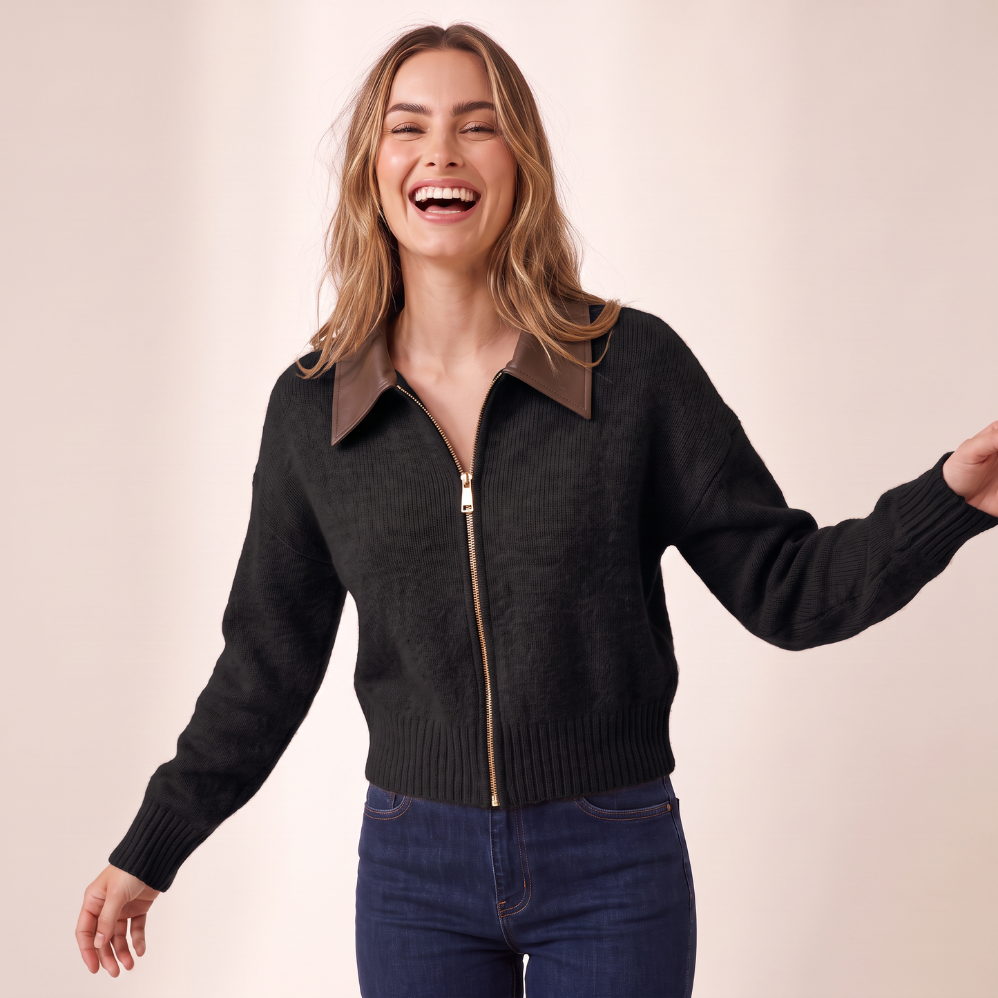 Isolde kort cashmere vest met rits