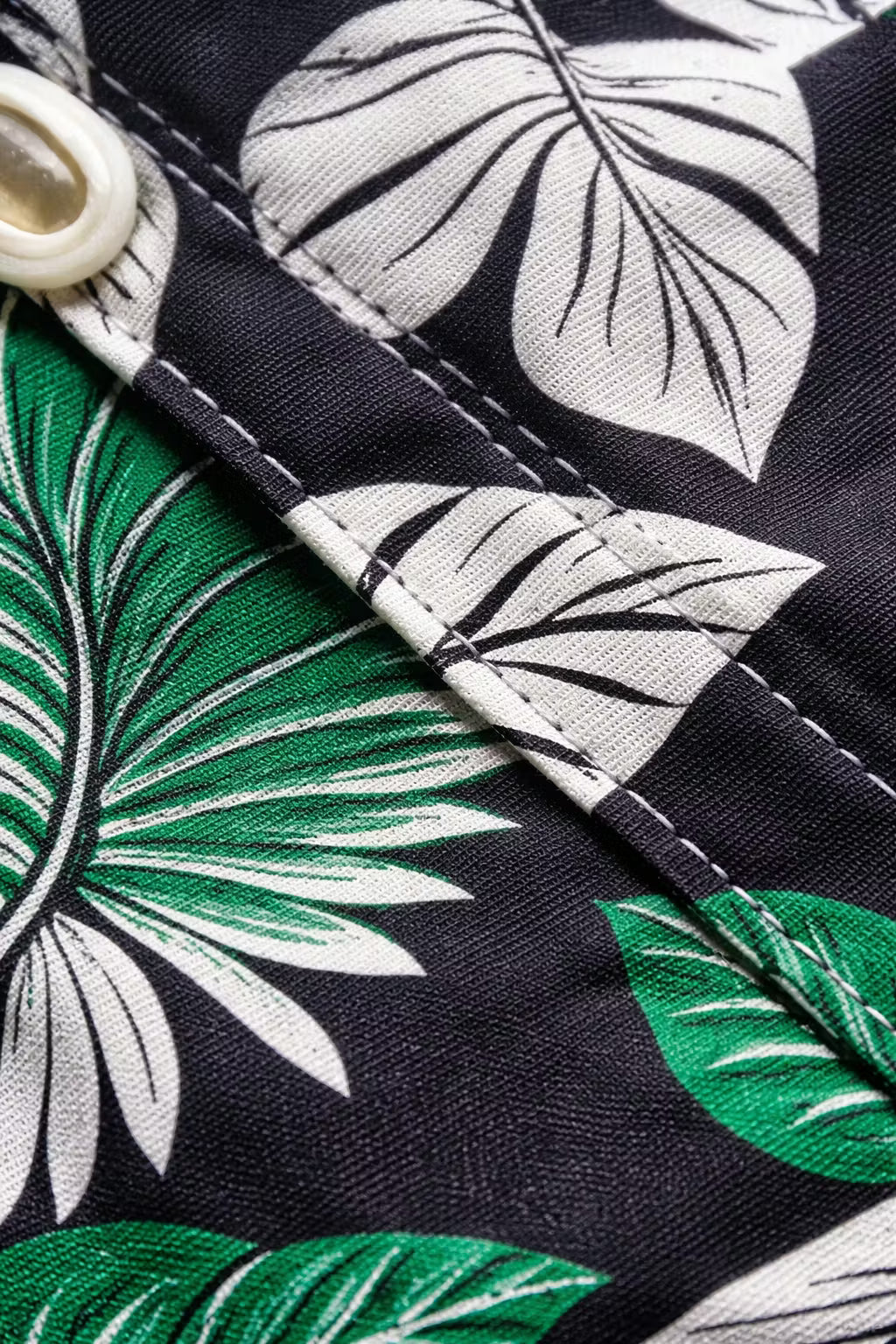 Mediterranean Palm Print Camp Collar Shirt