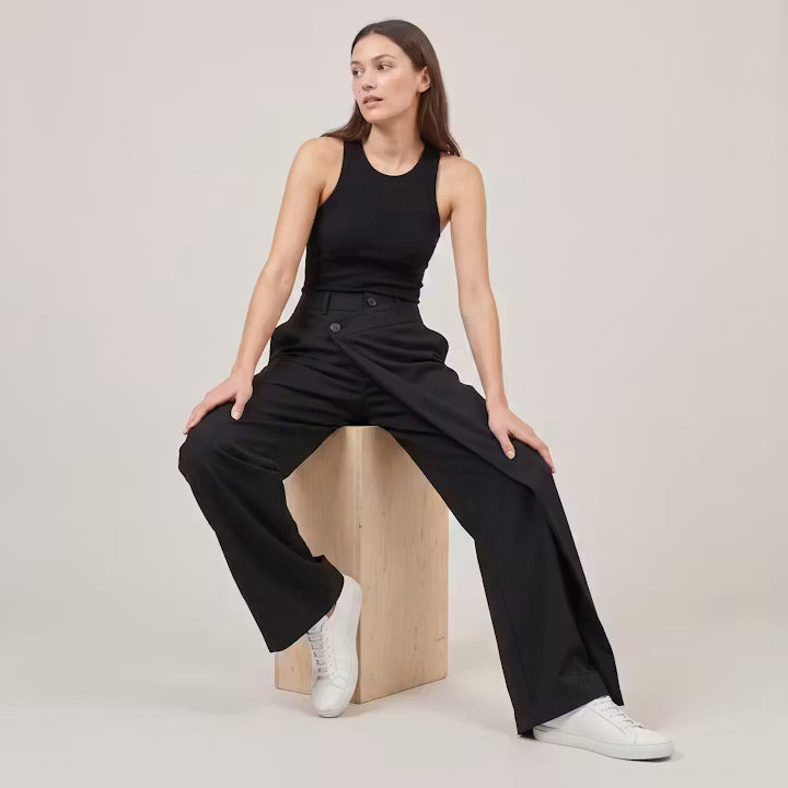 Sloane asymmetrische broek met wijde pijpen