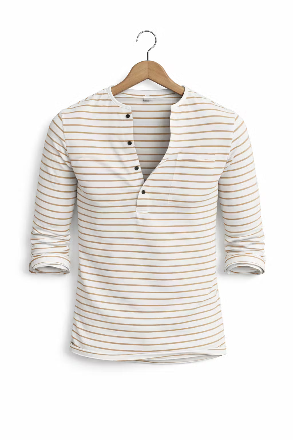 Striped Button Henley Long Sleeve Shirt