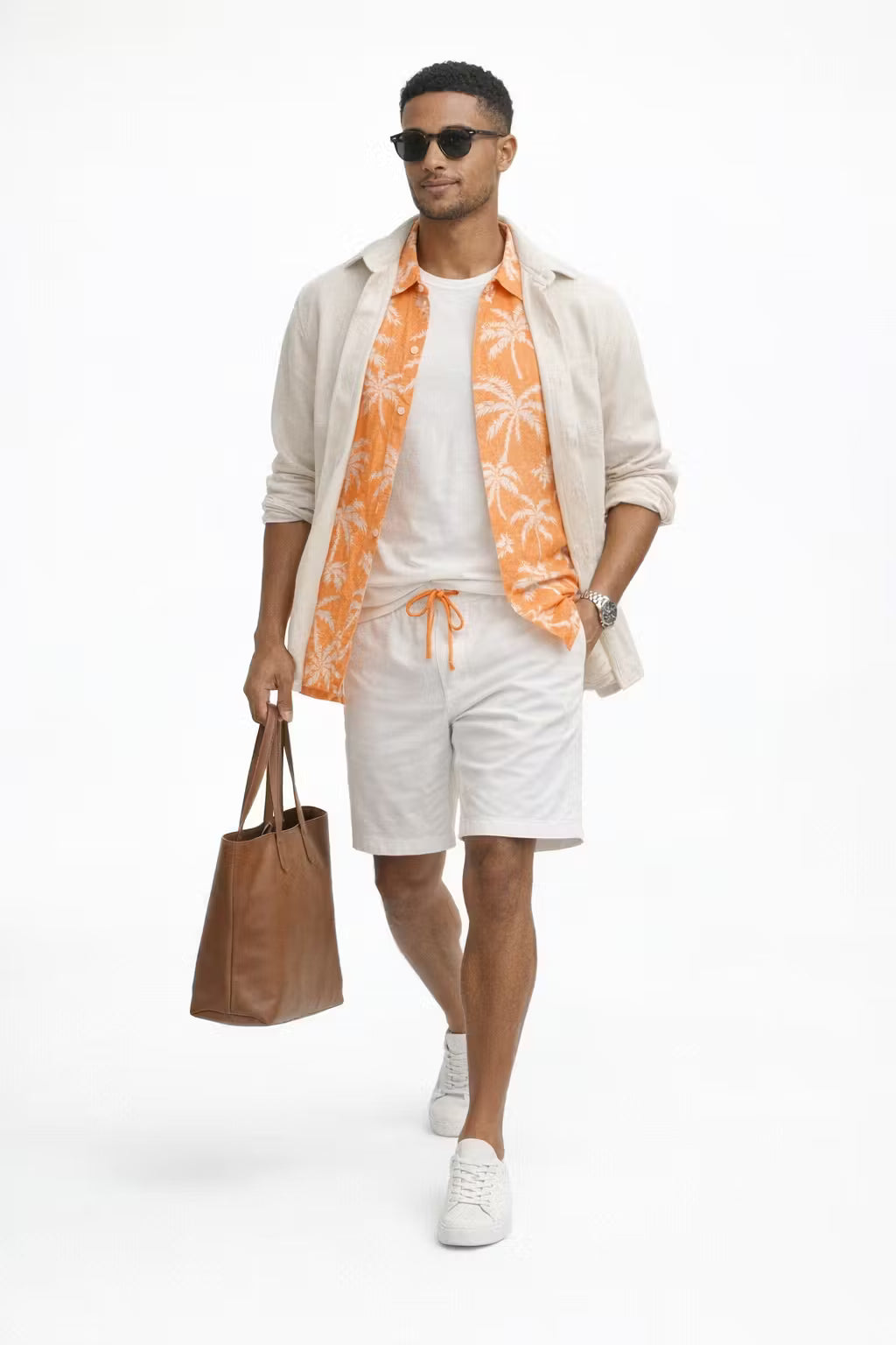 Tropical Print Shirt and Shorts Set