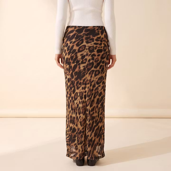 Zaria maxi-rok met luipaardprint