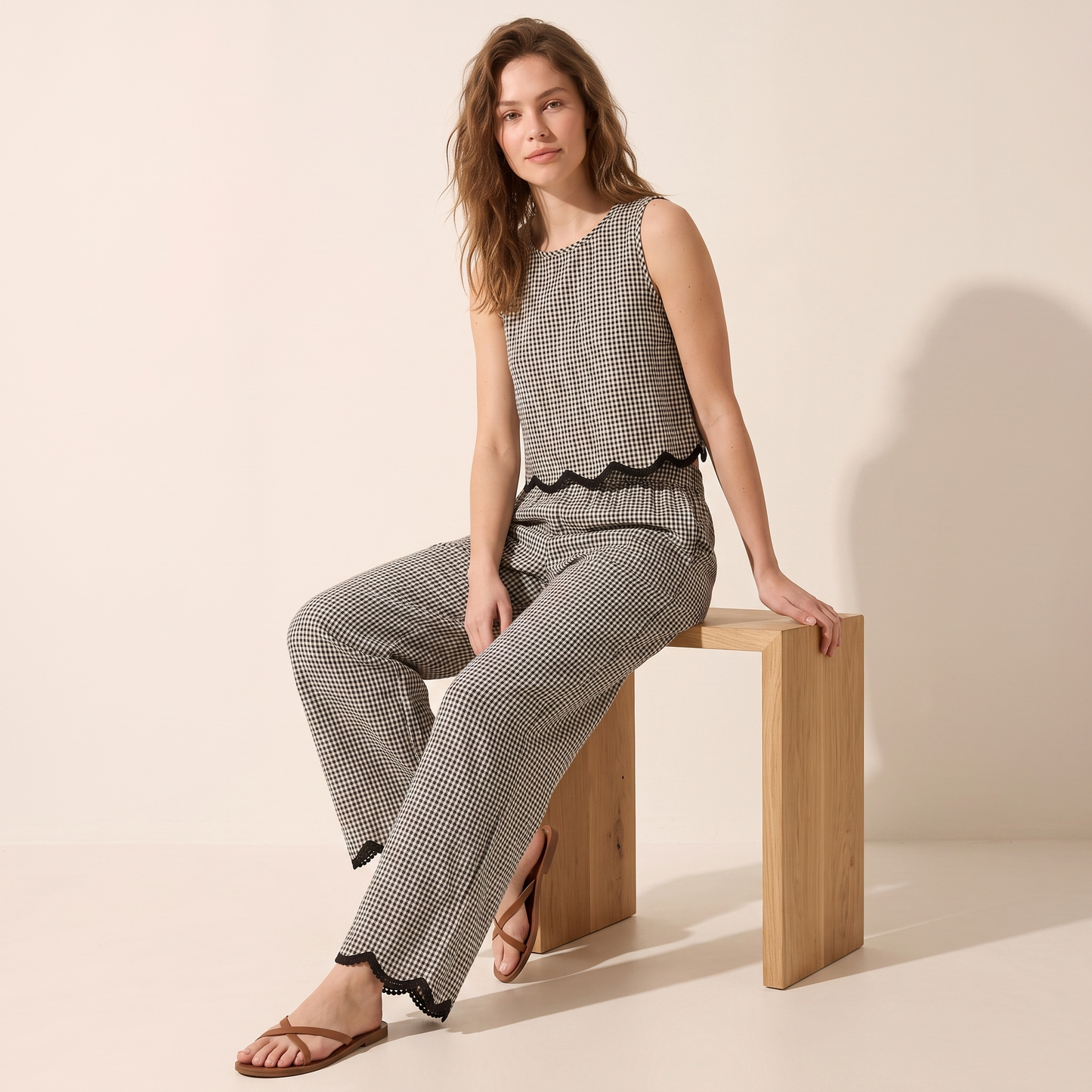 Noir Grid set met gilet en broek