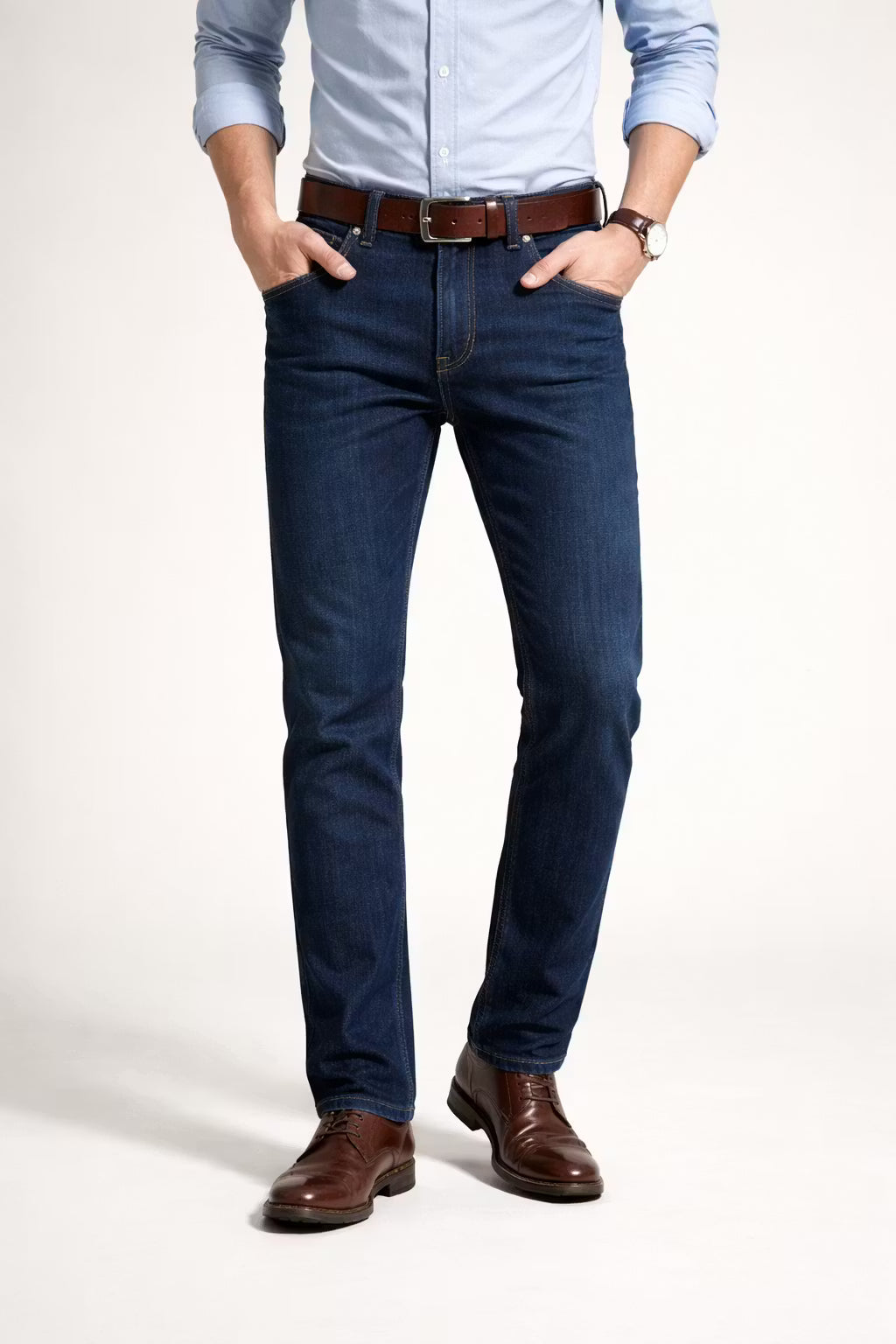 Men’s Dark Blue Straight Fit Trousers