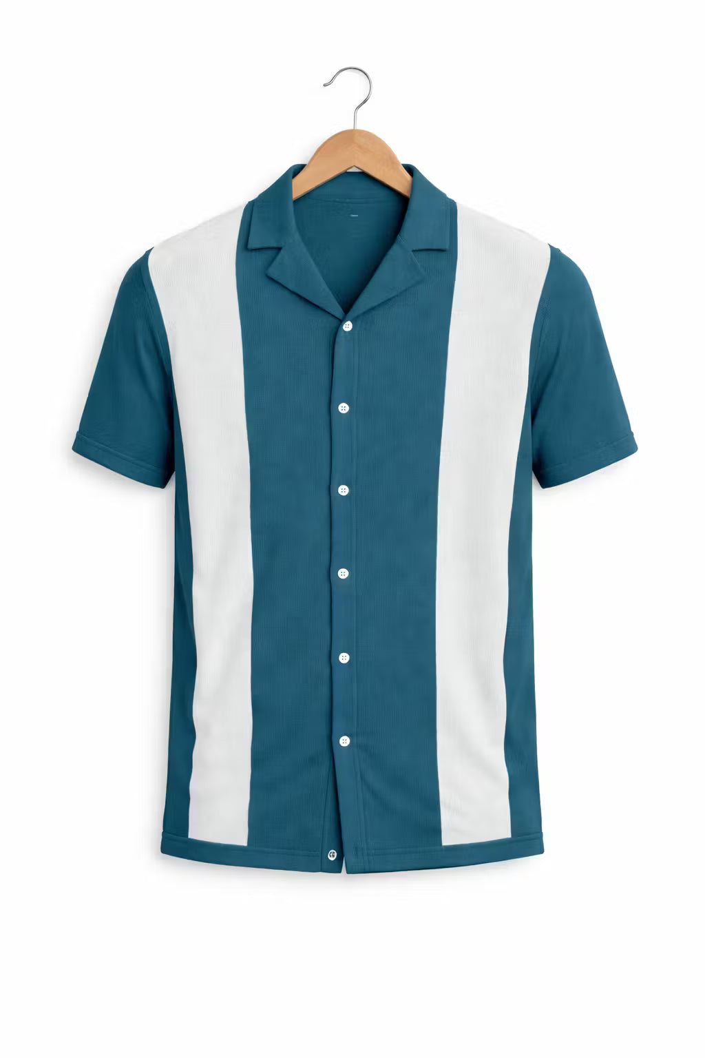 Contrast Panel Knit Button Shirt