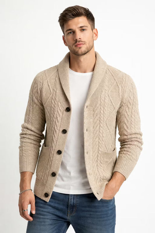 Cable Knit Button Front Cardigan Sweater