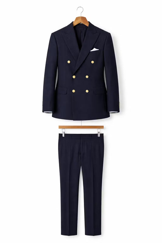 Marineblauw formeel pak met jasje en broek