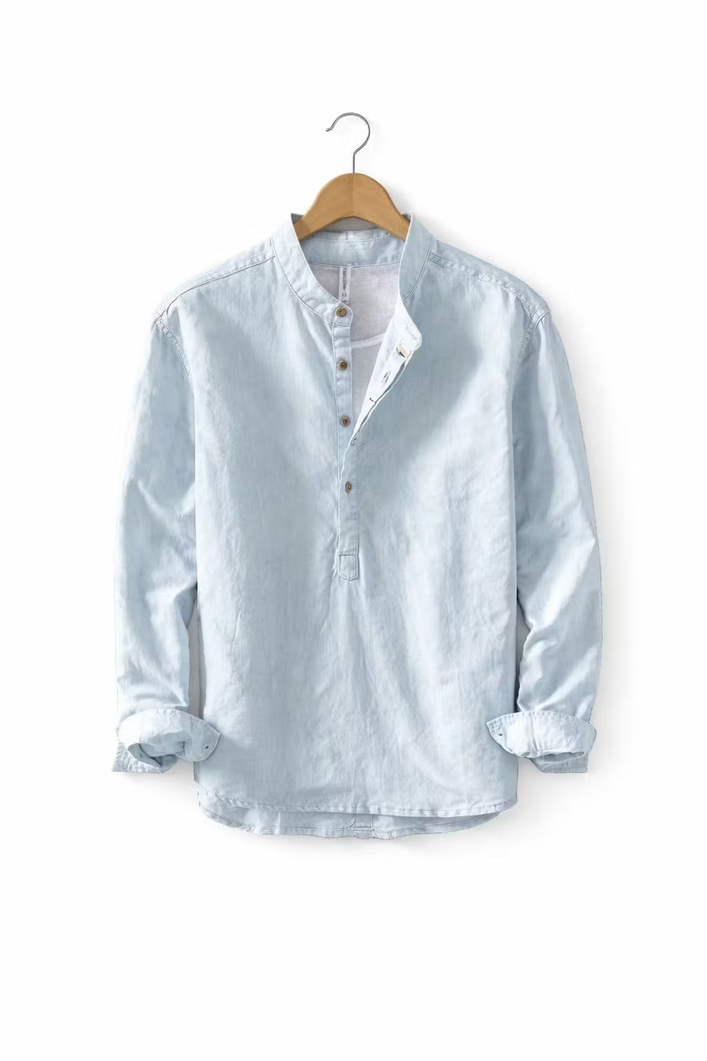 Men’s Linen Home Long Sleeve Henley Shirt