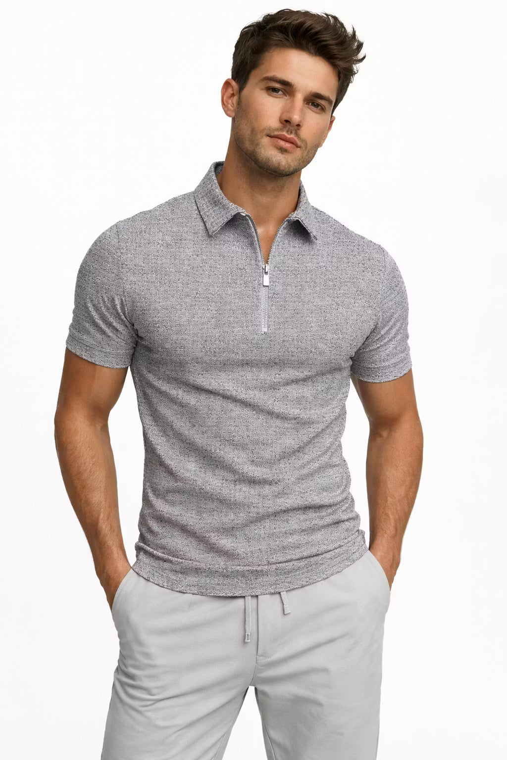 Easton Textured Zip Polo