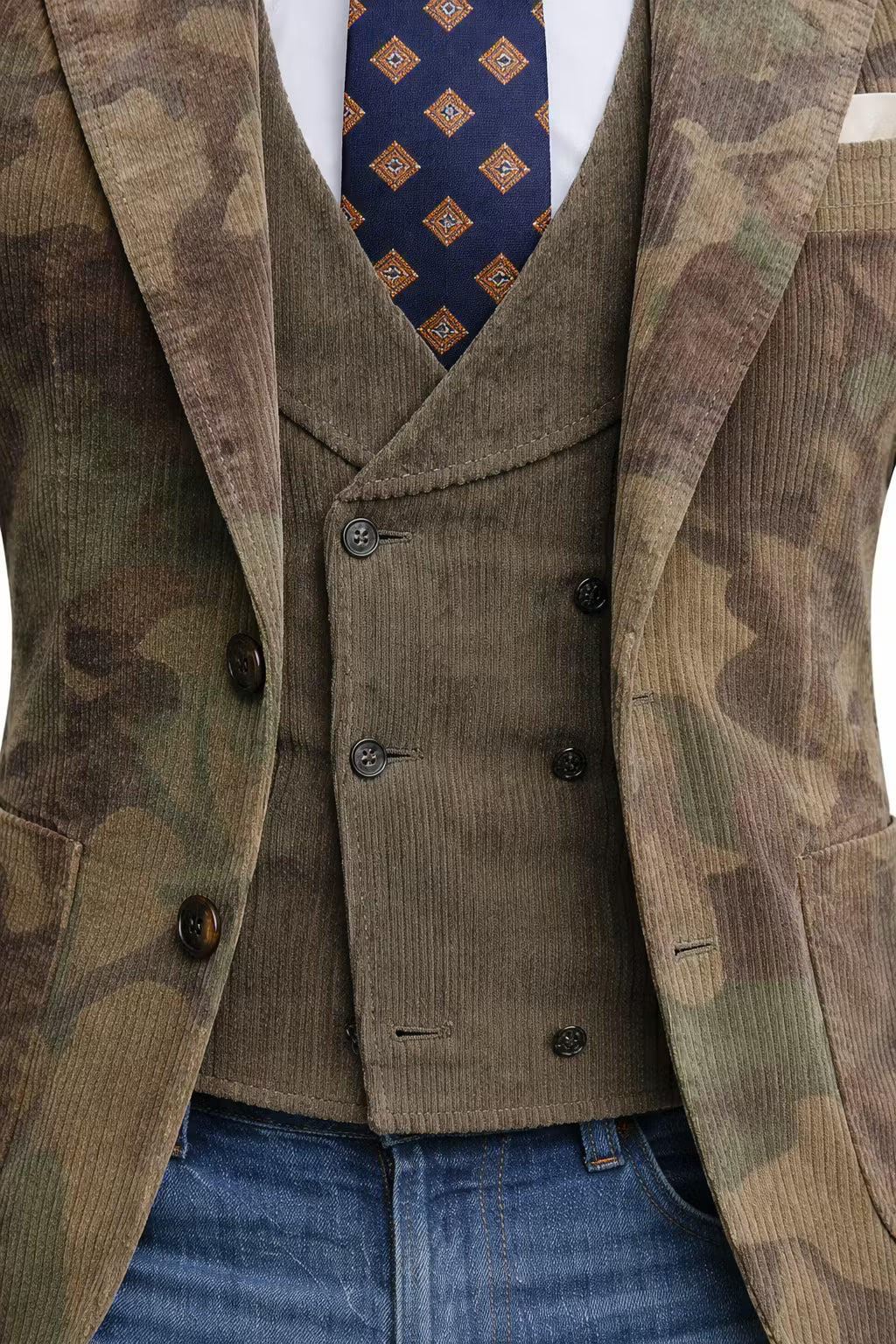 Camouflage Corduroy Textured Blazer