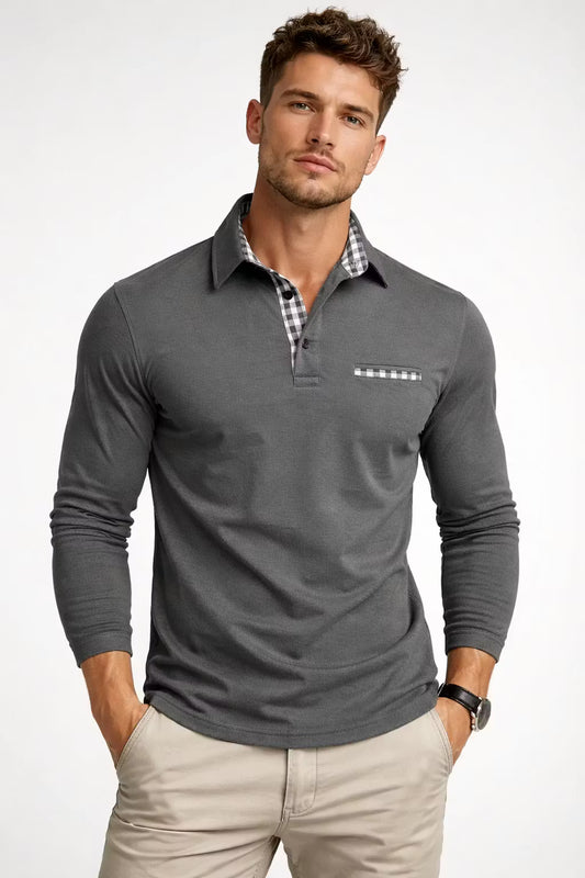Montoya geruite polo met biezen