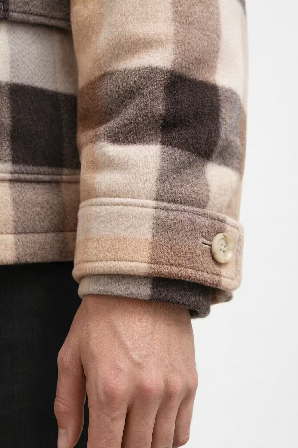Check Pattern Wool Blend Overshirt Jacket