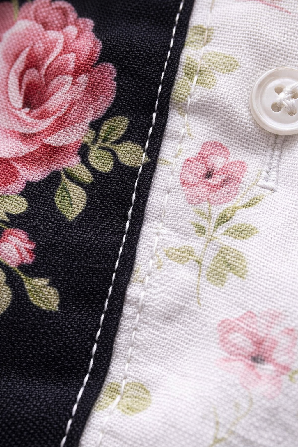 Split Bloom Print Button Shirt