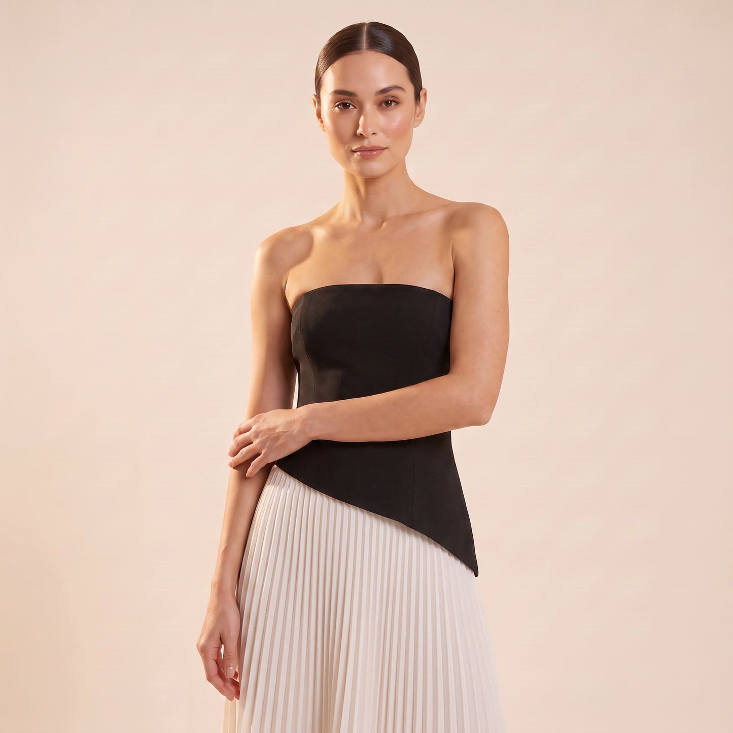 Monochrome Line mouwloze maxi-jurk