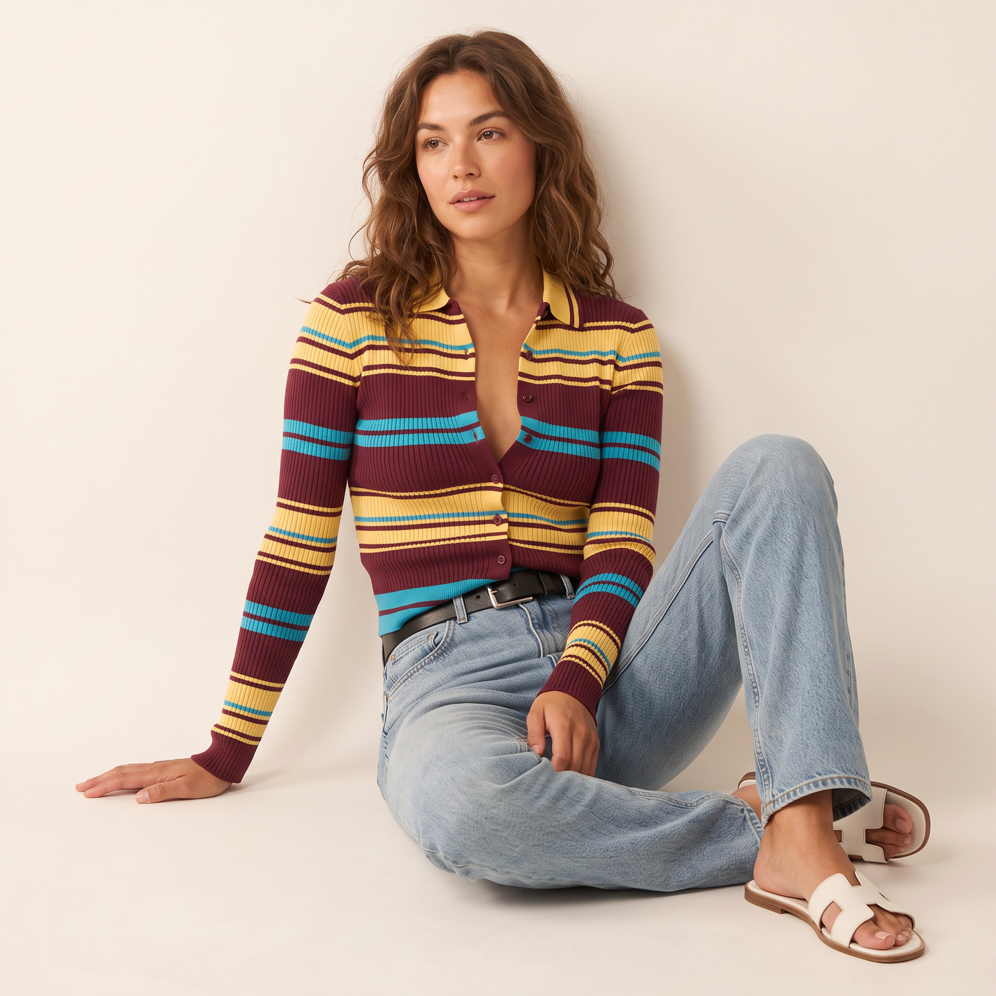 Maris vest met meerkleurige strepen