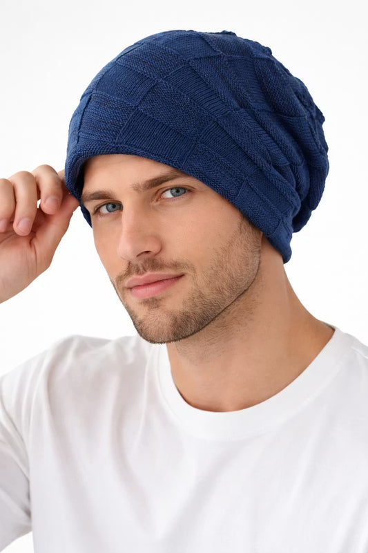 Grid Slouch Knit Beanie